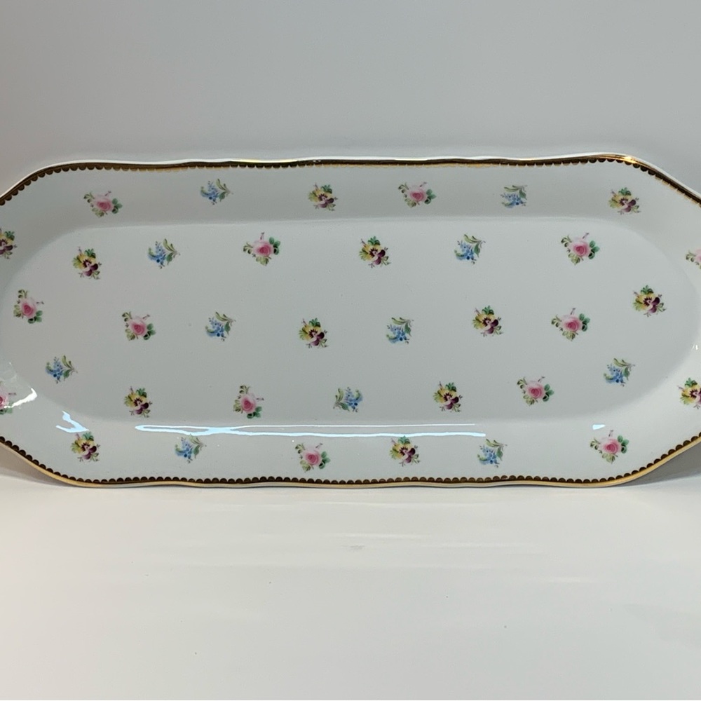 I. Godinger Discontinued Serving Tray with Roses and Violets trimmed in Gold